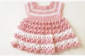 钩织背心裙，儿童连衣裙，浅淡条纹，裙子花样精致，很漂亮的样子视频封面