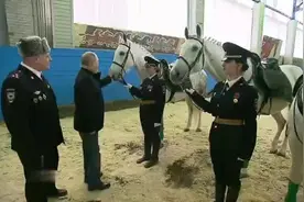 普京在俄罗斯，由漂亮的女骑警陪她骑马兜风，馳骋沙场视频封面