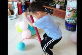 气球还能用这种打气筒打，一般家庭都有#打气球#亲子游戏#小妙招