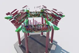 中国古建筑六角亭3d 建模三维动画