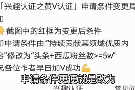 大新闻:西瓜视频自媒体申请加黄V条件更变，要＞＝5W粉丝数视频封面