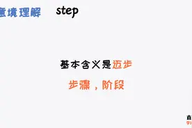 50个高频英语动词之step，基本含义是迈步，引申为步骤、阶段视频封面