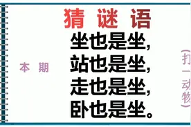 谜语：坐也是坐，站也是坐，走也是坐，卧也是坐，打一动物。