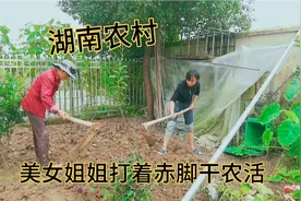 湖南常德：澧县农村美女姐姐光着赤脚干农活，大家都来体验吧视频封面