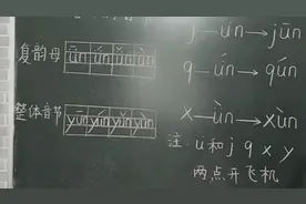 一年级、学前班拼音教学:jun、qun、xun学习！注意要去掉两点噢！