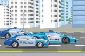 卡通汽车！三辆警车追捕超速跑车视频封面