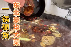 一锅能出10个菜，东北豪华大餐，只有过年才能吃上，嘎嘎香！