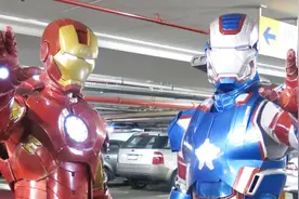 国外街头Cosplay超级英雄，两个钢铁侠成为众人瞩目的焦点