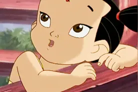 妈妈给哪吒讲故事，哪吒很喜欢听，趴在栏杆上听的很认真！