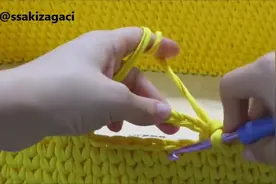 旧T桖剪成布条，用布条线钩织婴儿篮宠物视频教程！