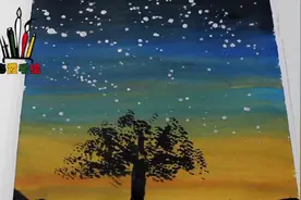 海霞手绘：教小朋友画一幅水粉夜夏，感受夏日的夜晚美景视频封面