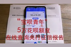 花呗上征信？"宝呗青年"5万花呗额度，在线查询央行信用报告。视频封面