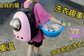 农村少女河边原始洗衣，第一次带猫咪出门它反应如何？洗衣趣事多视频封面