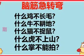 脑筋急转弯：什么鸡不长毛，什么虎不上山，什么掌不能拍？视频封面
