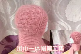 围巾一体帽第二集，帽子花型部分的编织方法视频封面
