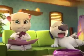 搞笑动画，贝克汉姆狗打开电风扇超强风，害得东西吹成了一团糟