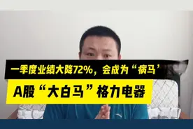 A股“大白马”格力电器，一季度业绩大降72%，会成为“病马”吗？视频封面