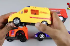 彩色的塑料玩具车学习颜色和名称，赛车轿车小货车消防车视频封面
