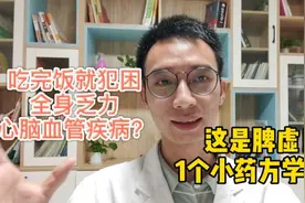 吃完饭就犯困，是心脑血管疾病吗？中医属脾虚，这个小药方学习下视频封面