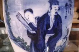 收了一对老花瓶，画片含义很好“琴鹤相随”古人的雅事之一