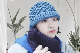 钩针编织交叉方格的毛线帽，花型简单不挑人，男女老少都可以戴~1