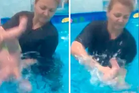 恶魔教练？俄罗斯女游泳教练把婴儿强行浸入水中，被质疑“虐婴”视频封面