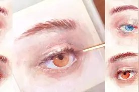 清新的水彩眼睛技法，平头笔的用法