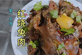 三农春花第一次做红烧兔子肉就遇上退毛的兔子，剥了皮继续红烧