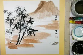 第二章树的画法。第八讲竹子的画法与步骤：5竹子的练习参考