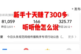 新手玩头条十天赚了300多，这是怎么操作的，分享给大家！视频封面