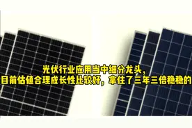 光伏行业应用当中细分龙头，目前估值合理成长性较好，拿住了视频封面