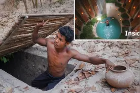 印度小伙为了避暑，挖了一个“地下别墅”，钻进去惊艳了视频封面