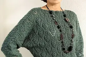 女士蝙蝠袖针织上衣的编织方法，时尚设计，镂空花样，精致漂亮