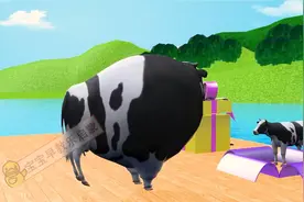 奶牛吃蛋糕还有开礼品