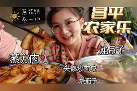【农家乐】昌平北新村农家乐，蒸方肉炖吊子卷饼，炒菜也是巨大份视频封面
