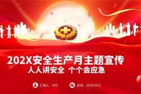 2023安全生产月人人讲安全个个会应急安全教育课件PPT模板视频封面