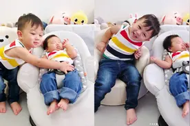 首晒两儿子甜蜜合照 胡杏儿曝哥哥经常亲弟弟