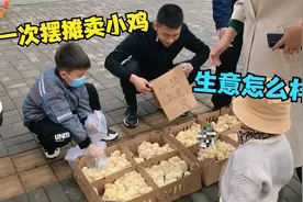 公园摆摊被小朋友围观，刚孵出来的小鸡2元一只，生意太火爆了视频封面