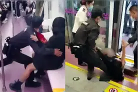 实拍：女子地铁车厢与人起冲突不停骂人 安保劝阻无效拖出车厢！视频封面