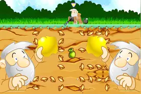 新黄金矿工小游戏，小矿工成功从地底下把小金子拉了上来顺利通关