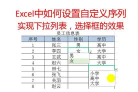Excel中如何设置自定义序列，实现下拉列表，选择框的效果视频封面