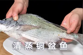 海鲜原味做法清蒸铜盆鱼，家常菜清蒸黑鲷，蒸海鲫鱼味道美肉质嫩