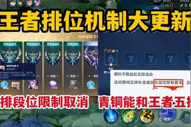 王者排位机制大更新！五排段位限制被取消，王者可以和青铜五排了