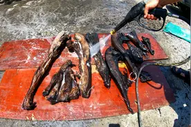 帮舅妈清洗熏制6个月老腊肉，高压水枪一冲黑污瞬间分离，真解压