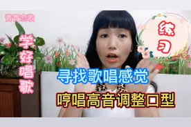 歌唱训练找感觉，用肚子说话，哼唱推着高音，调整口型慢慢练。