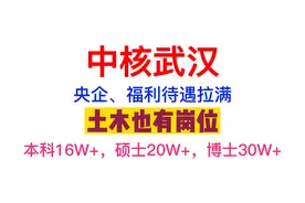 央企，中核武汉，本科16W起，土木也有岗位视频封面