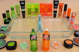 把绿色和橙色彩妆给透明泥染色，无硼砂，你喜欢哪个视频封面