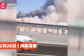 河南洛阳一物流中心仓库起火浓烟滚滚宛如长龙 消防已进行处置