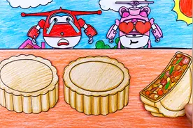 手绘定格动画：超级飞侠小爱乐迪吃月饼，祝小朋友们中秋快乐哦！视频封面