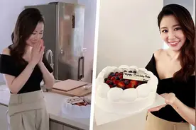 45岁林心如片场获惊喜庆生，穿露肩上衣优雅性感，微凸小腹超抢镜视频封面